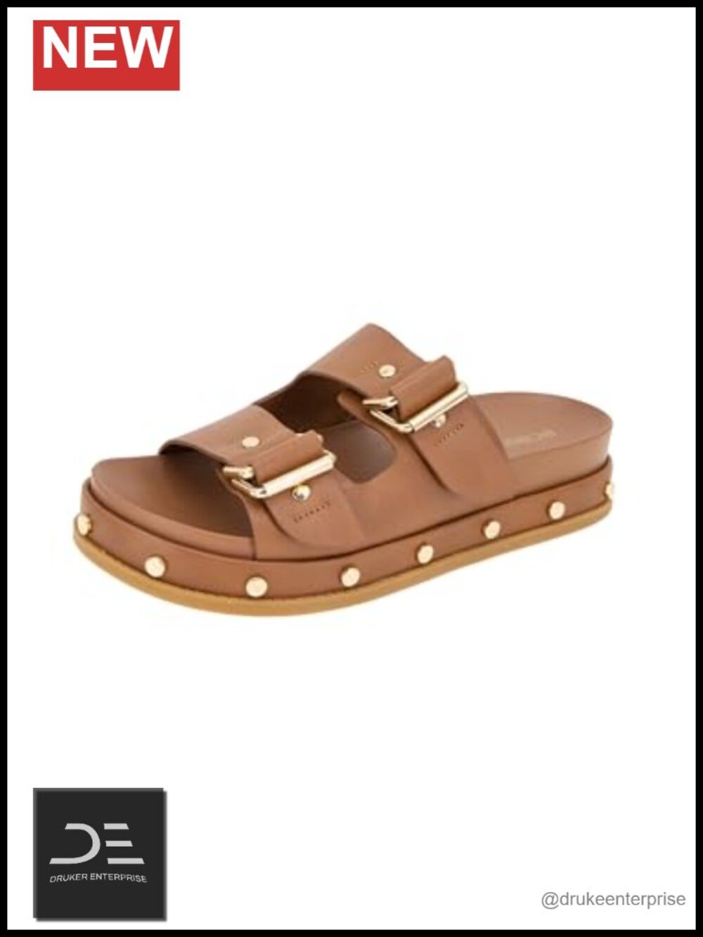 Faux Leather Studded Slide Sandals